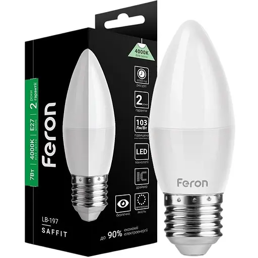Світлодіодна лампа Feron LB-197  C37 230V 7W  E27 4000K (25808)