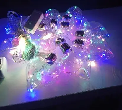 Гірлянда штора лампочки Серце 3х1.5м 150 лед (10 ниток по 8 см) мідний провід Мульти - фото 3