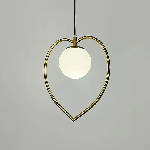 Латунний підвісний світильник-серце з білим плафоном 30х40 см | Line F | Арт. ML009/1 (150) - фото 4
