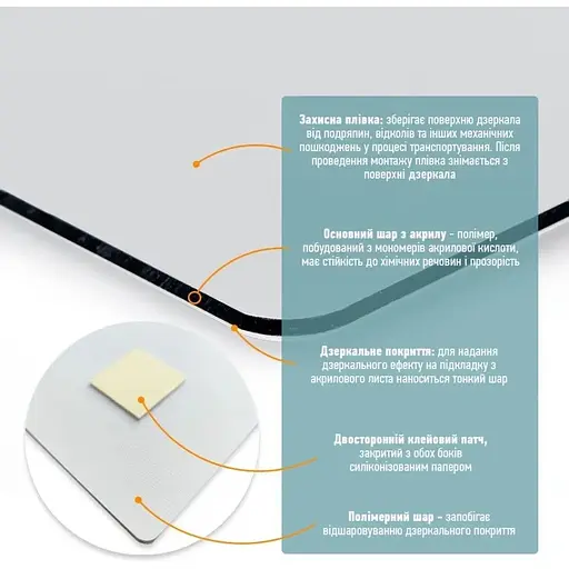 Дзеркало Wall Sticker SW-00001597 акрилове самоклеюче 400х1000х2 мм - фото 4