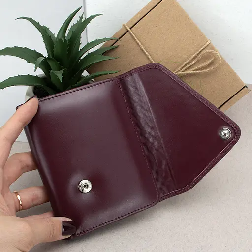 Гаманець жіночий шкіряний маленький Sabrina бордовий пітон - фото 7