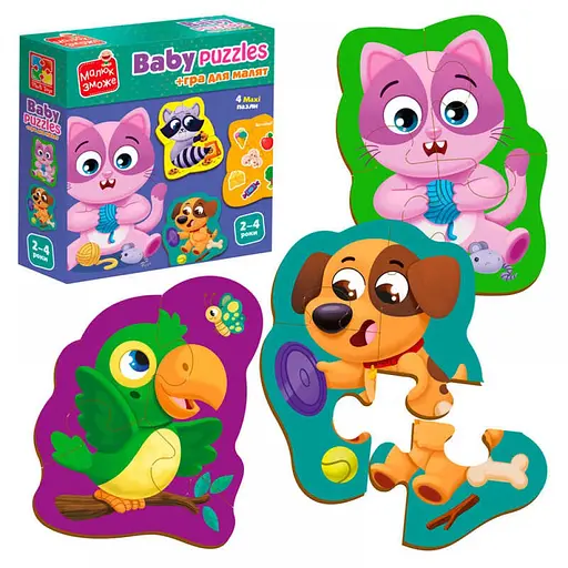 Игра-пазл картонная Домашние животные, VT1722-25