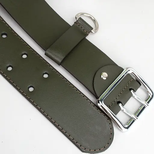 Ремень мужской кожаный широкий зеленый JK-5080 (120 см) - фото 3