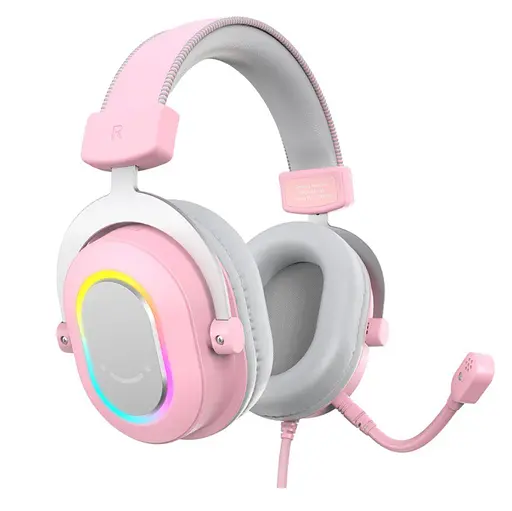 Игровые наушники с микрофоном Fifine H-6P RGB USB 7.1 Pink - фото 2