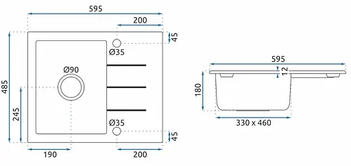 Кухонна мийка гранітна Rea North white ZLE-00127, Білий - фото 9