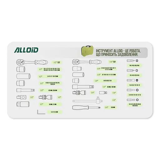 Набір інструментів Alloid 1/2, 1/4, 108 предметів (TS-108) - фото 6
