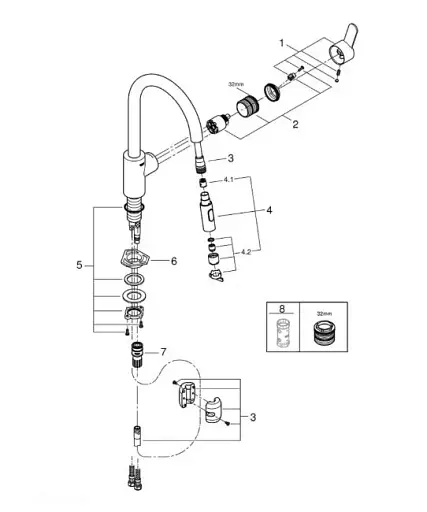 Змішувач для мийки Grohe Eurostyle Cosmopolitan з висувним виливом Хром 30412 - фото 6