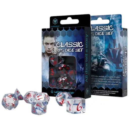 Набор кубиков Classic RPG Translucent & blue-red Dice Set , 7 шт. (SCLE03)