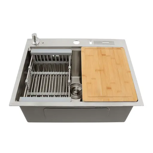 Кухонна мийка накладна з нержавіючої сталі кухонна станція Nett NS-5747, Нержавіюча сталь - фото 8