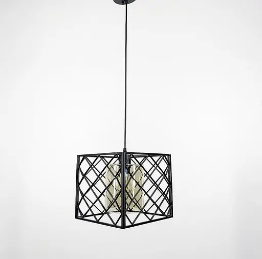 Світильник лофт у геометричному каркасі Line.F Колір плафона Янтарний - фото 7