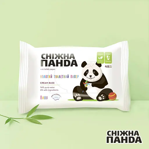 Влажная туалетная бумага Снежная панда Baby Cream 48 шт. - фото 9