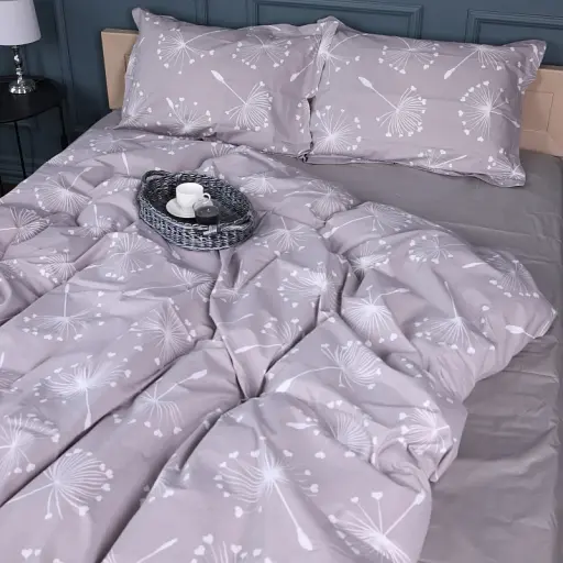 Простирадло на гумці MirSon Поплін 00-3 Grey Dandelions 200х220 см сіре (2200009701924) - фото 3