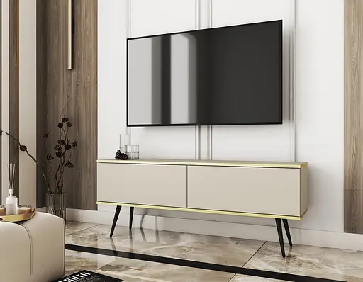 Тумба під телевізор Perfect Home Оро / Oro 2-дверна з чорними ніжками RTV135 Бежевий (PFH-091326)