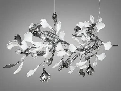 Фарфорова люстра в зал на 12 ламп, хром - фото 3