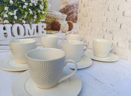 Фарфоровый кофейный сервиз Stenson R96397 на 6 персон 260мл Набор для кофе 12 предметов Белый - фото 6