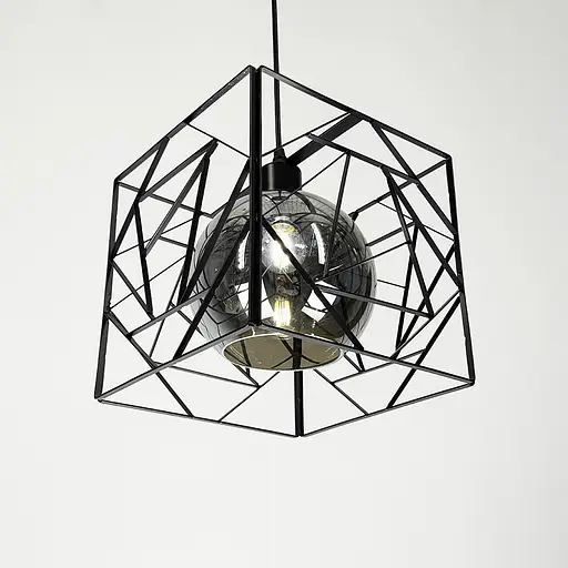 Люстра у чорному корпусі з графітовим плафоном 24х24 см | Арт. 12120/1 BK+GR | Line F - фото 1