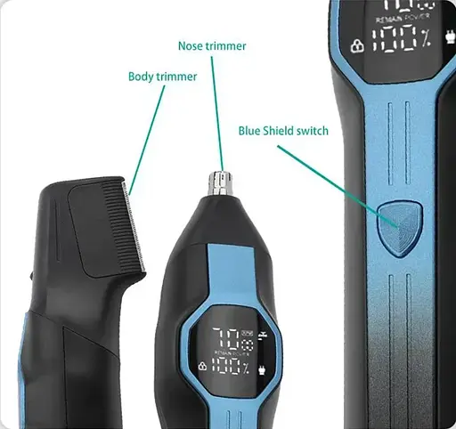 Триммер VGR V-173 13 в 1 аккумуляторный с LED-дисплеем машинка для стрижки Черный с Синим 5 Вт - фото 3