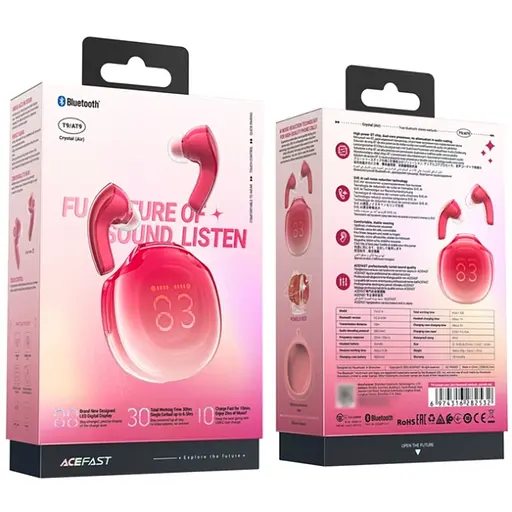 Наушники TWS Acefast T9 pomelo red - фото 3