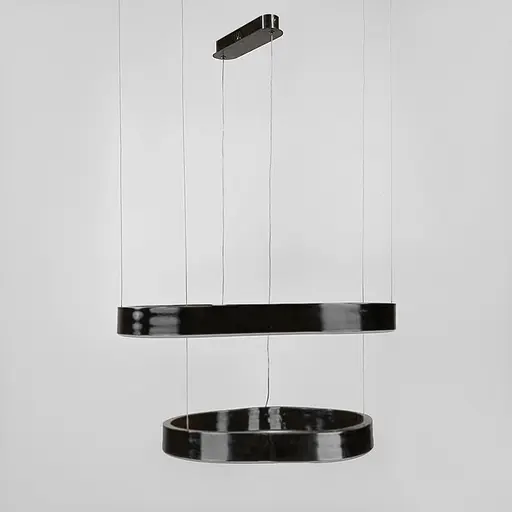 Незвичайна та ефектна люстра на 2 яруси 60+40 см у чорному корпусі | Арт. PCL004-600*400 BK | Line F - фото 6