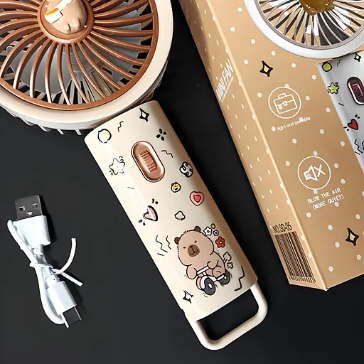Дитячий портативний USB-вентилятор на акумуляторі Капібара бежевий (SD-05) - фото 4
