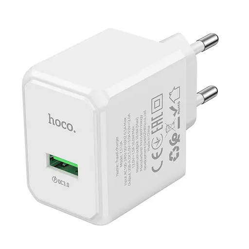 Мережевий зарядний пристрій Hoco CS12A USB 18W білий - фото 3