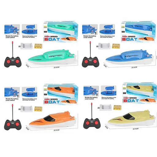 Катер на радіокеруванні, акумулятор, 20.5 см, світло, USB-зарядка, 19.5x10.5x9.5 см (В асортименті) - фото 2