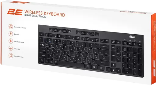 Клавіатура бездротова 2E KS280 Black/Gray (2E-KS280WBGR_UA)