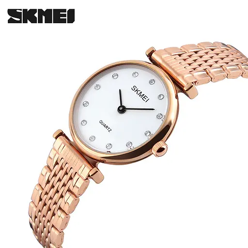 Женские классические часы Skmei 1223 Shell (Розовое золото с белым циферблатом) - фото 3