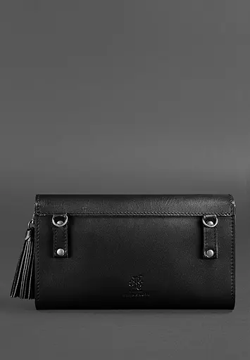 Женская кожаная сумка Элис угольно-черная - фото 5