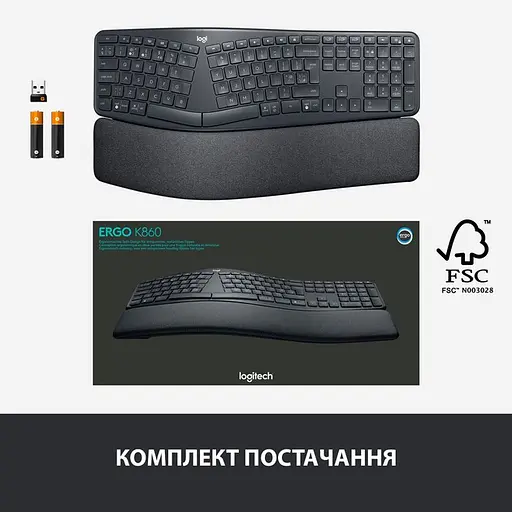 Клавіатура бездротова Logitech Ergo K860 Bluetooth/Wireless UA чорна - фото 4