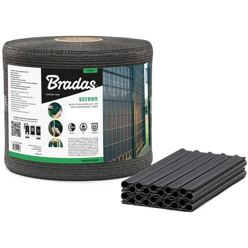 Лента для забора Bradas 19 см х 36 м 200г/м.кв + клипсы 20 шт TOB2001936GY  - фото 1