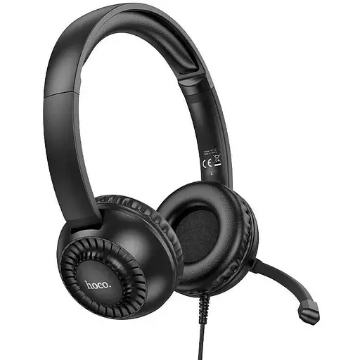 Проводные наушники Hoco Pure headphones W112, Omnidirectional microphone, 3.5mm, 2.8m, black