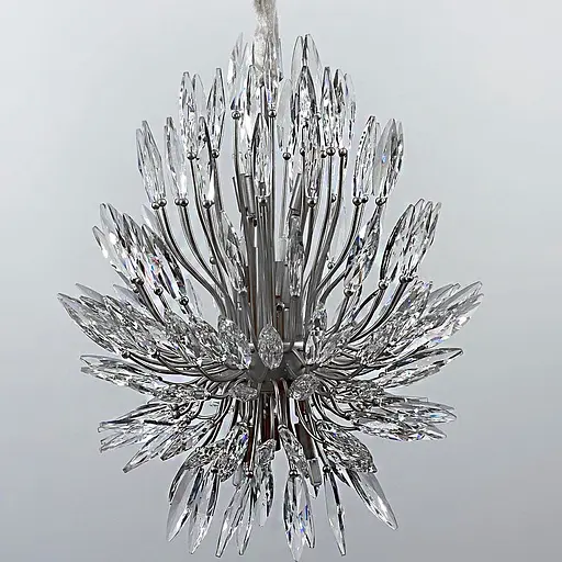 Кришталева срібна люстра репліка Lily Buds на 9 ламп Line.F MD 8058 S Satin - фото 3