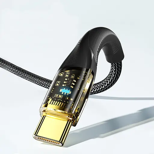 Кабель Essager Interstellar Transparent Design USB Charging Cable Type C to Type C 100W 2 м чорний (EXCTT1-XJA01-P) - фото 2