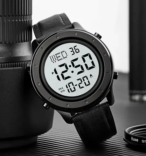 Чоловічий наручний електронний годинник Skmei 1864 (Чорний з білим циферблатом) - фото 7