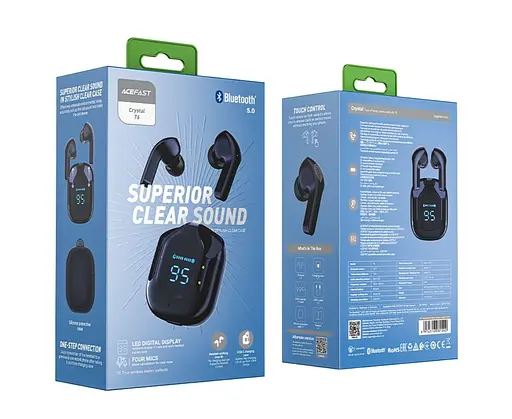 Беспроводные TWS наушники Acefast T6 вакуумные синие - фото 4