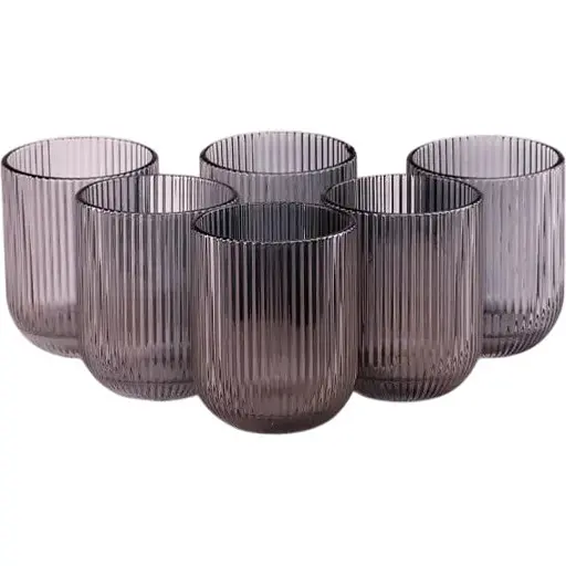 Набір склянок для напоїв Yiwu із товстого скла сірий 6 шт. 250 мл HP-19-7112G - фото 1