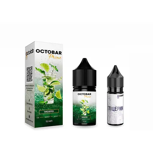 Набор компонентов для самозамеса солевой заправки Octobar Prime 15 мл Mojito Освежающее Классическое Мохито 0-50 мг (19055) - фото 1