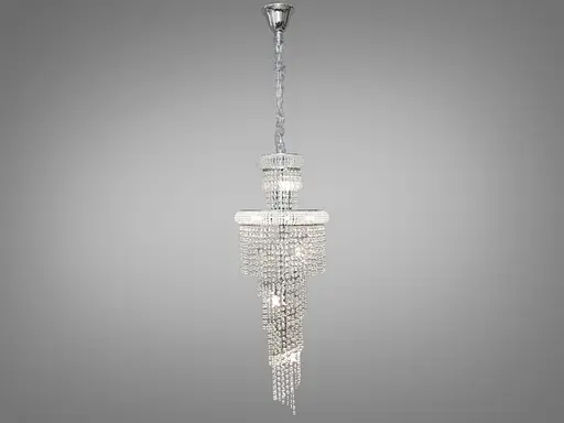 Вражаюча, сучасна каскадна кришталева люстра на 21 лампу, хром - фото 1