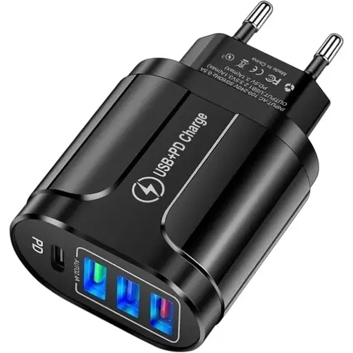 Зарядний пристрій Mirrow 3 USB Type-C Super Charge/Quick Charge 3.0 5V/2.4A Black (355621451) - фото 8