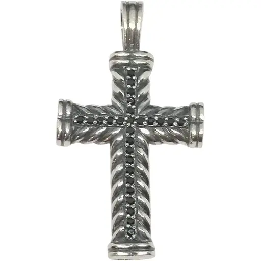 Срібний хрестик Лазурит з фіанітами. 36058