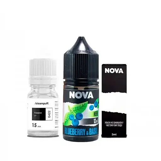 Набор компонентов для самозамеса солевой заправки Nova 30 мл BLUEBERRY BASIL Черника Базилик, 0-50 мг (18073) - фото 2