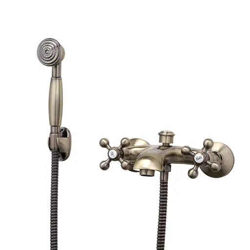 F3019-4 Змішувач для ванни двохвент. короткий лит.гусак шток.перемикач бронза Frap 1/8 Бронза - фото 1