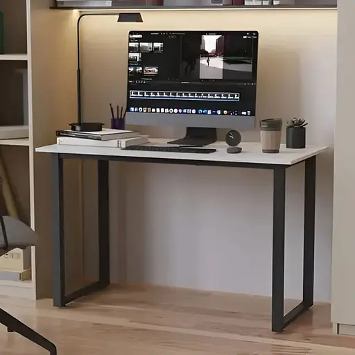 Стіл письмовий Кнап 2 Ferrum-decor 750x1200x700 Чорний метал ДСП Білий 16 мм (FRD-106418)