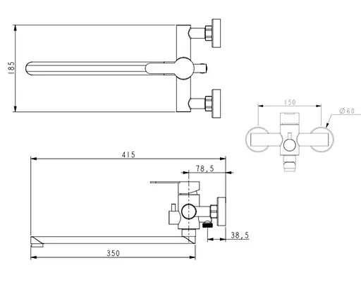 Змішувач для ванни Brinex Pure 005 Nickel BRIPUR005NKL - фото 7