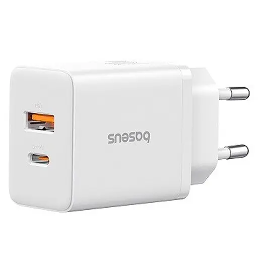 Зарядний адаптер блок живлення Baseus Cube Fast Charger C + U 30 W 2 порти білий - фото 1