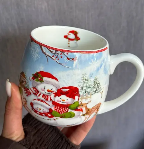 Чашка новорічна R33360 Зимова історія порцелянова в подарунковій коробці 420 мл Біла - фото 3