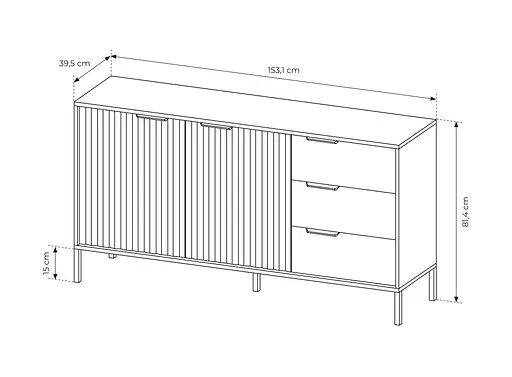 Комод Perfect Home Рейв / Rave 3-дверный 3D/153 Черный/дуб артизан (PFH-091091) - фото 5