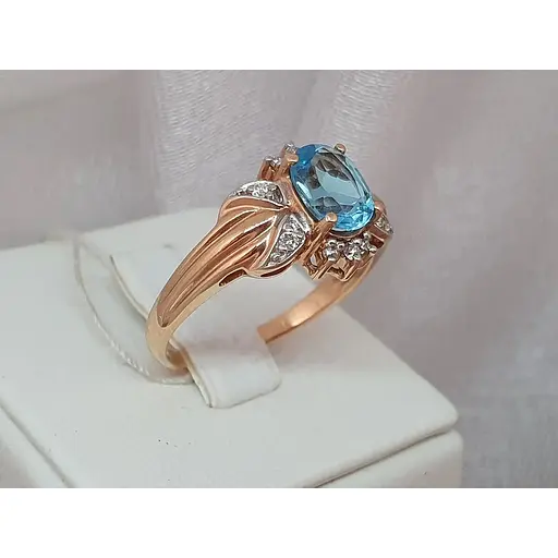 Золотое кольцо с бриллиантами и топазом. RT1101K 19 - фото 3