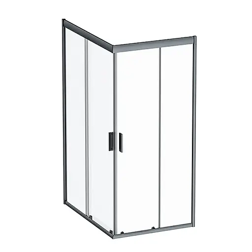 Душевая кабина Am.Pm Gem Twin Slide 120x80 см стекло прозрачное black matt W90UG-404-120290-BT, Черный матовый, Универсальная, прозрачная - фото 1